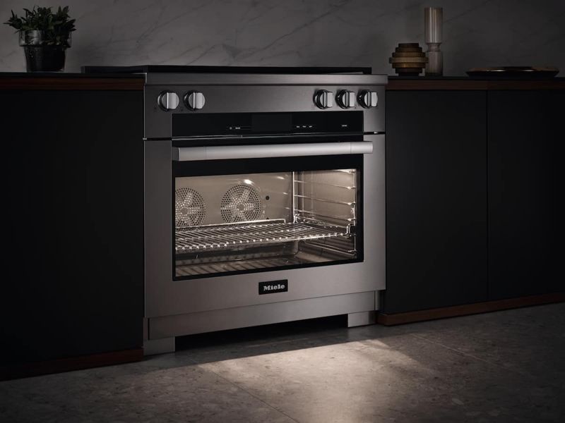 Miele 36" Range HR 1936-3 LP DF GD Stainless steel/Clean Touch Steel, model HR 1936-3 LP DF GD — ranges specified and installed by iKitchen Cabinetry, view 4