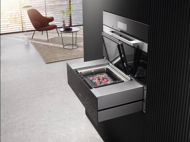 Miele Handleless vacuum sealing drawer, 30" width and 9 3/16" height, model EVS 7670 — warming & vacuum-sealing drawers specified and installed by iKitchen Cabinetry, view 2