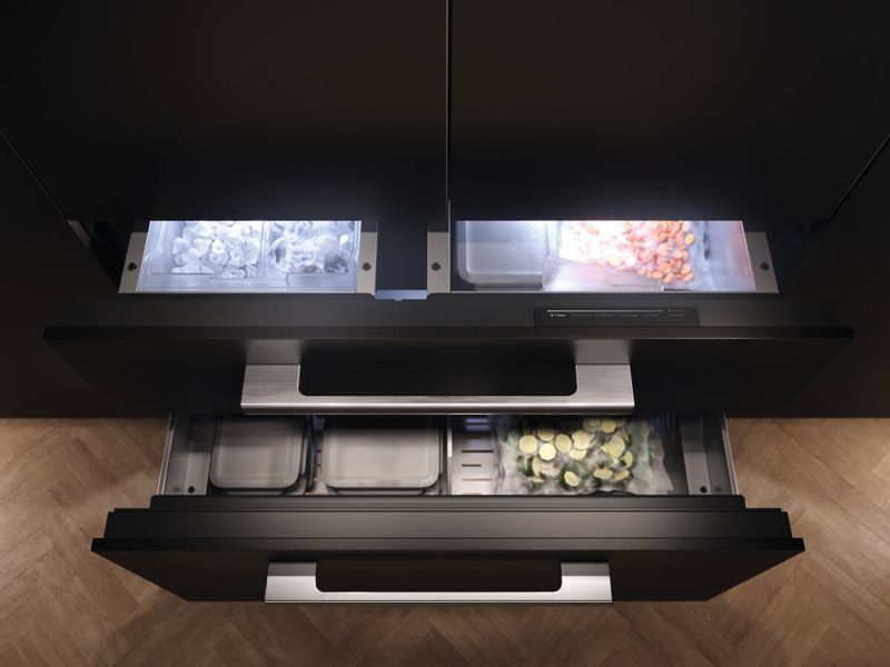 Miele 42" MasterCool FrenchDoor bottom-mount unit, model KFMC 3858 FD — built-in bottom mounts specified and installed by iKitchen Cabinetry, view 3