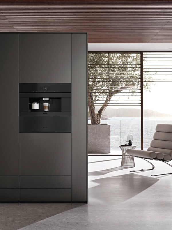 Miele Built-in coffee machine with DirectWater CVA 7875 Obsidian Black matte, model CVA 7875 — built-in coffee machines specified and installed by iKitchen Cabinetry, view 3
