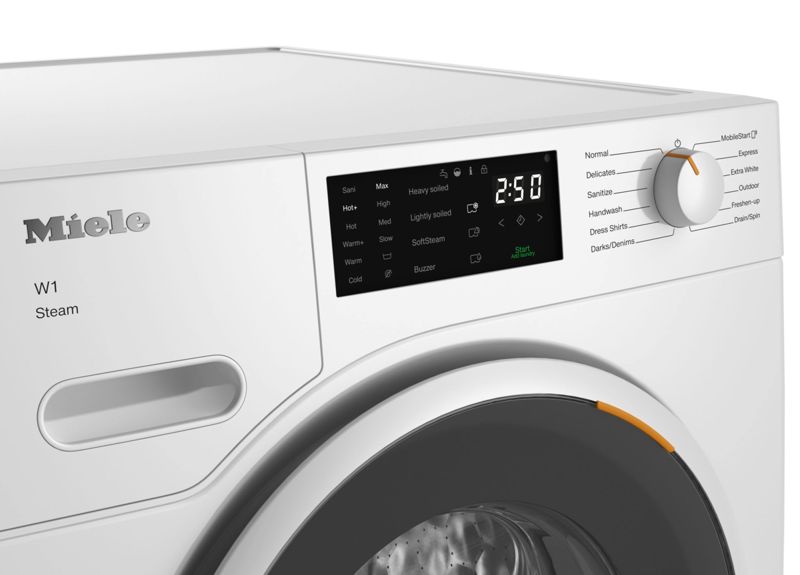 Miele W1 Front-Loading Washing Machine WXC280 WCS Steam, model WXC280 WCS Steam — washing machines specified and installed by iKitchen Cabinetry, view 4