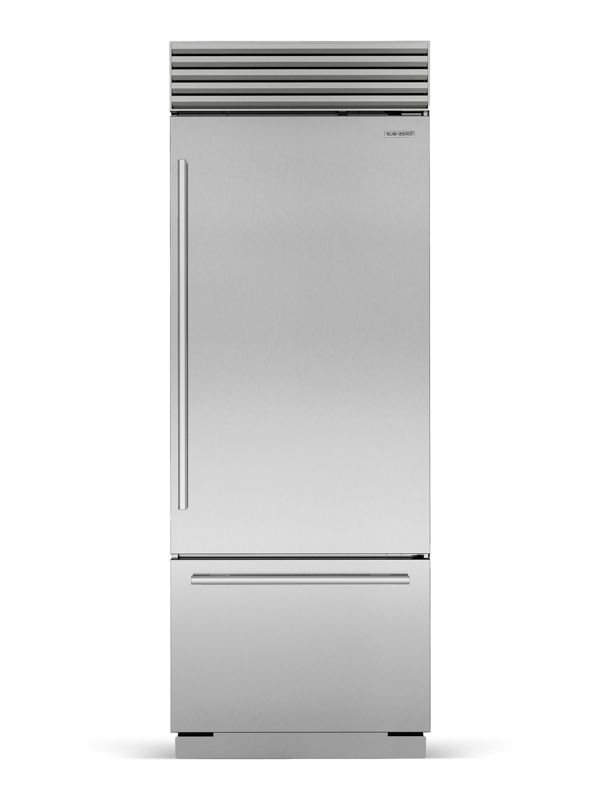 Sub-Zero 30" Classic Over-and-Under Refrigerator/Freezer, model CL3050U/S/T/R — over-and-under specified and installed by iKitchen Cabinetry