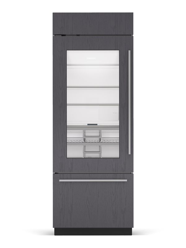 Sub-Zero 30" Classic Over-and-Under Refrigerator/Freezer with Glass Door - Panel Ready, model CL3050UG/O/L — over-and-under specified and installed by iKitchen Cabinetry