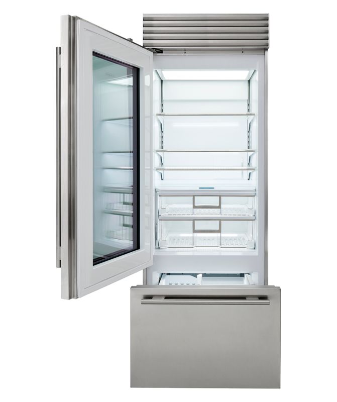 Sub-Zero 30" Classic Over-and-Under Refrigerator/Freezer with Glass Door, model CL3050UG/S/T/L — over-and-under specified and installed by iKitchen Cabinetry, view 2