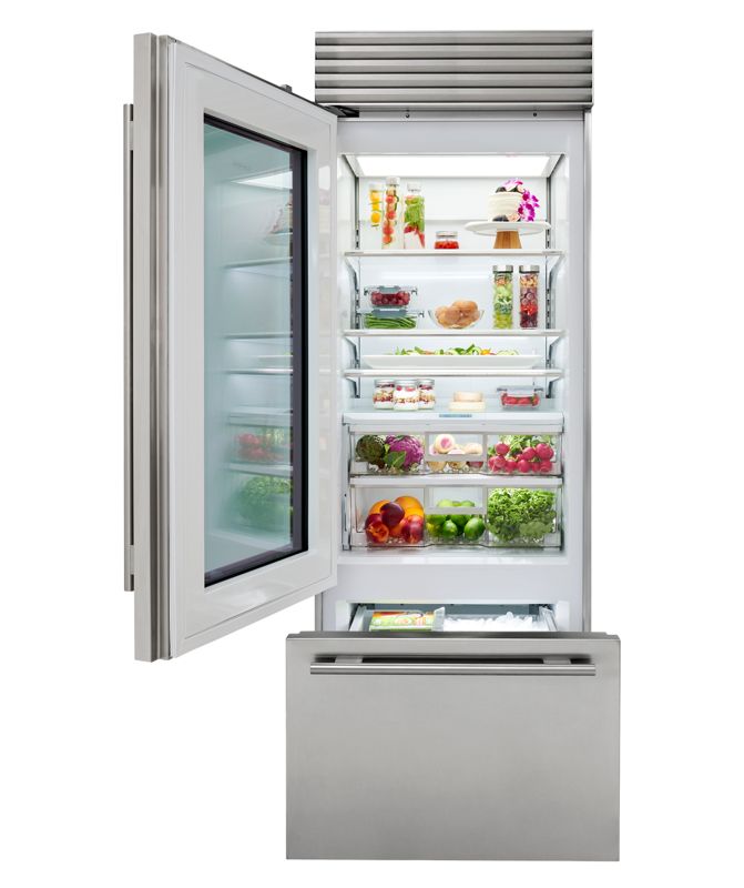Sub-Zero 30" Classic Over-and-Under Refrigerator/Freezer with Glass Door, model CL3050UG/S/T/L — over-and-under specified and installed by iKitchen Cabinetry, view 3