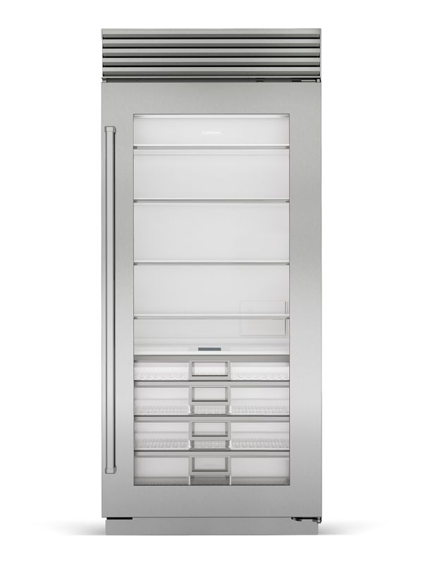 Sub-Zero Classic Refrigerator with Glass Door, model CL50RG — column refrigeration specified and installed by iKitchen Cabinetry