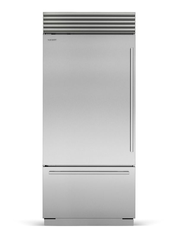 Sub-Zero 36" Classic Over-and-Under Refrigerator/Freezer, model CL3650U/S/T/L — over-and-under specified and installed by iKitchen Cabinetry