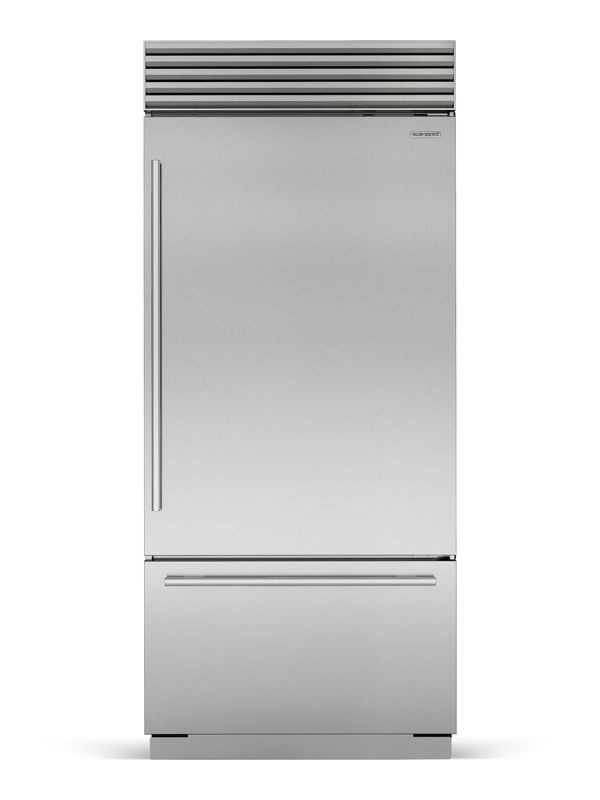 Sub-Zero 36" Classic Over-and-Under Refrigerator/Freezer, model CL3650U/S/T/R — over-and-under specified and installed by iKitchen Cabinetry