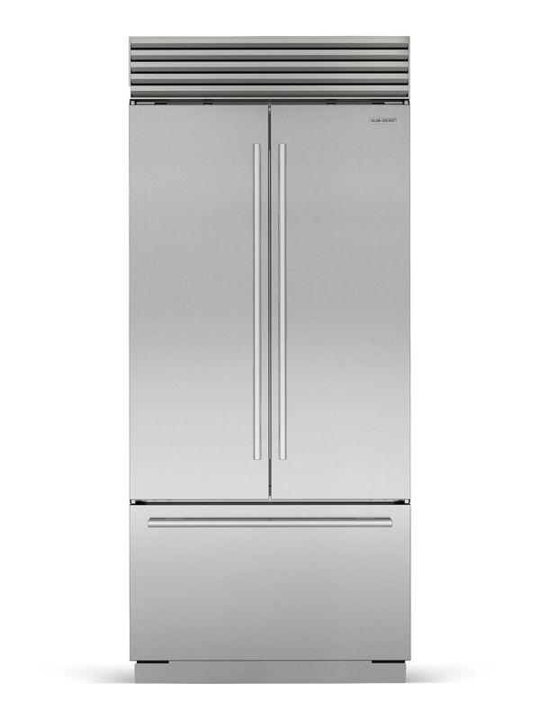 Sub-Zero 36" Classic French Door Refrigerator/Freezer with Internal Dispenser, model CL3650UFDID/S/T — french doors specified and installed by iKitchen Cabinetry