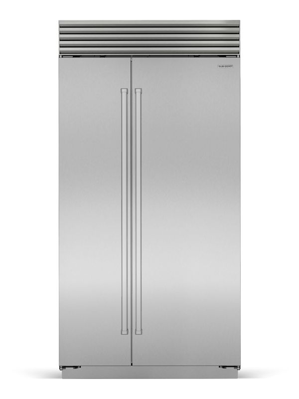 Sub-Zero 42" Classic Side-by-Side Refrigerator/Freezer, model CL4250S/S/P — side-by-side specified and installed by iKitchen Cabinetry