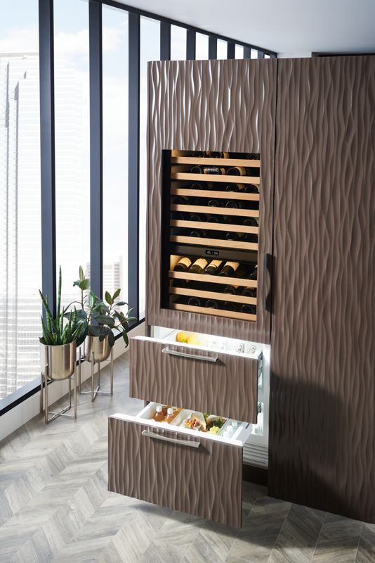 Sub-Zero 30" Designer Wine Storage with Refrigerator Drawers - Panel Ready, model DET3050WR/L — wine storage specified and installed by iKitchen Cabinetry, view 4