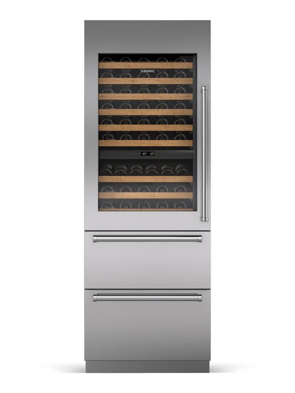 Sub-Zero 30" Designer Wine Storage with Refrigerator Drawers - Panel Ready, model DET3050WR/L — wine storage specified and installed by iKitchen Cabinetry, view 3
