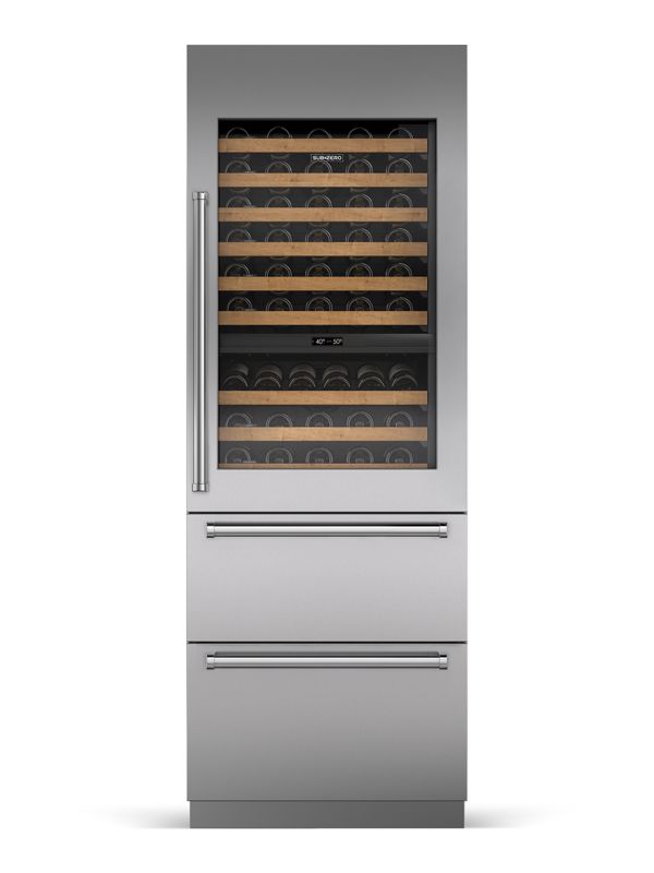 Sub-Zero 30" Designer Wine Storage with Refrigerator Drawers - Panel Ready, model DET3050WR/R — wine storage specified and installed by iKitchen Cabinetry, view 3
