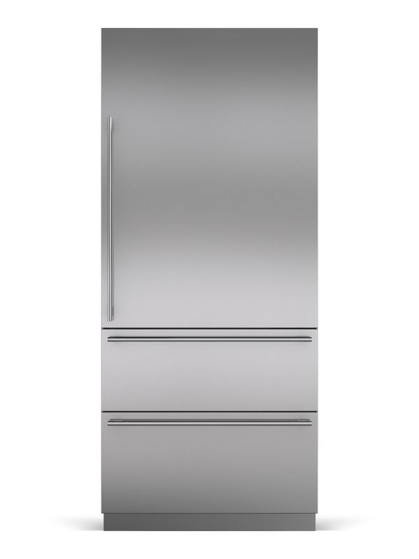 Sub-Zero 36" Designer Over-and-Under Refrigerator Internal Dispenser - Panel Ready, model DET3650RID/R — over-and-under specified and installed by iKitchen Cabinetry