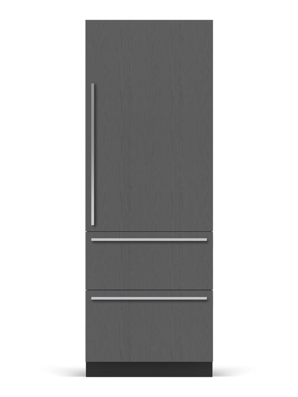 Sub-Zero Designer Over-and-Under Refrigerator/Freezer, model DET50C — over-and-under specified and installed by iKitchen Cabinetry