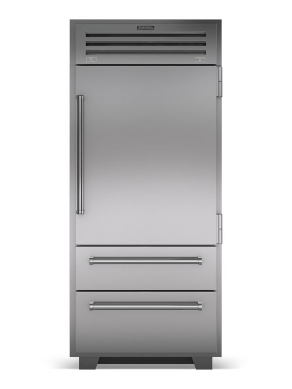 Sub-Zero PRO Refrigerator/Freezer, model PRO3650 — over-and-under specified and installed by iKitchen Cabinetry