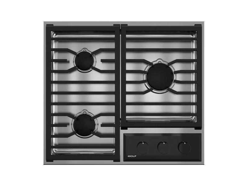 Wolf 24" Transitional Framed Gas Cooktop, model CG243TF/S/LP — cooktops & rangetops & modules specified and installed by iKitchen Cabinetry