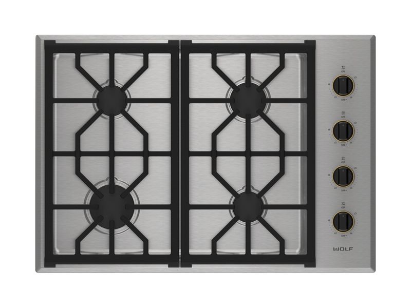 Wolf 30" Professional Gas Cooktop - 4 Burners, model CG304P/S — cooktops & rangetops & modules specified and installed by iKitchen Cabinetry, view 2