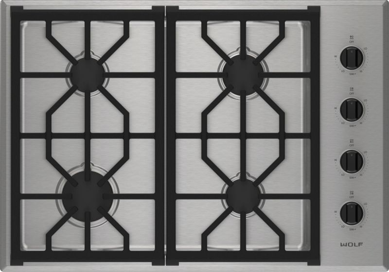 Wolf 30" Professional Gas Cooktop - 4 Burners, model CG304P/S/LP — cooktops & rangetops & modules specified and installed by iKitchen Cabinetry