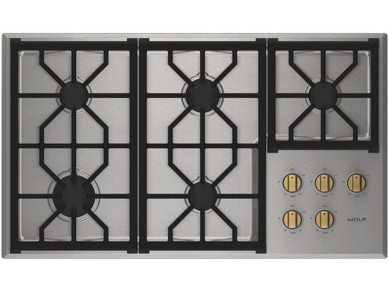 Wolf 36" Professional Gas Cooktop - 5 Burners, model CG365P/S — cooktops & rangetops & modules specified and installed by iKitchen Cabinetry, view 4