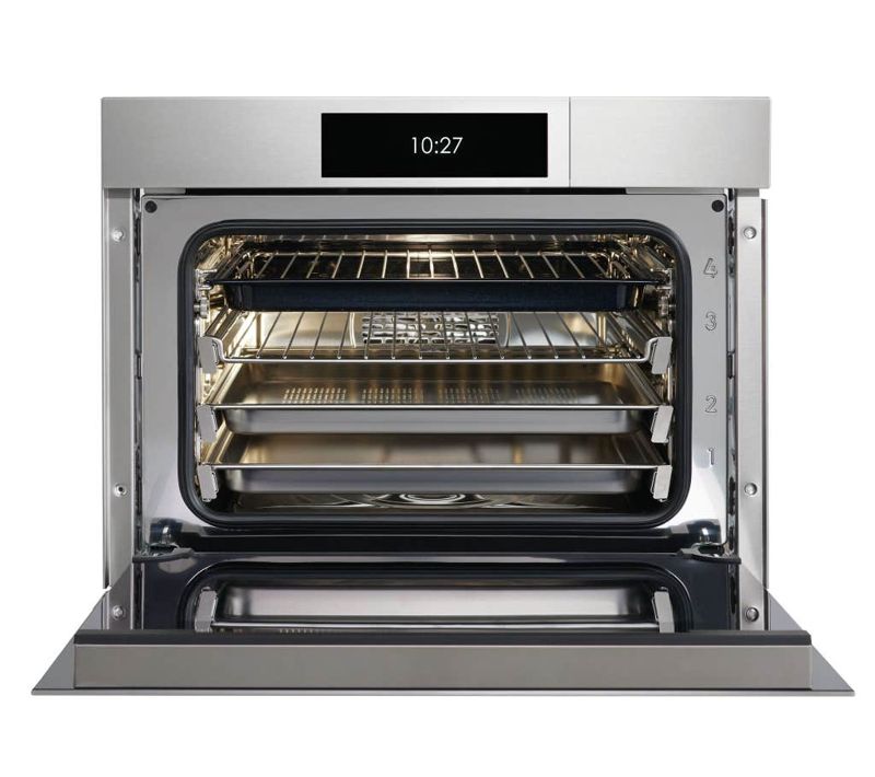 Wolf 24" M Series Contemporary Stainless Steel Handleless Convection Steam Oven, model CSO2450CM/S — built-in ovens specified and installed by iKitchen Cabinetry, view 2