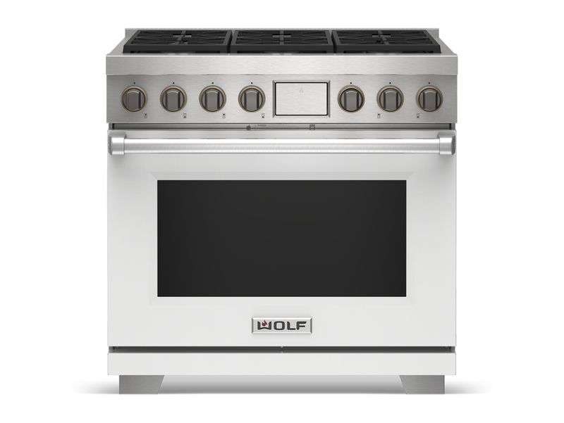 Wolf 36" Dual Fuel Range - 6 Burners, model DF36650/S/P/LP — ranges specified and installed by iKitchen Cabinetry