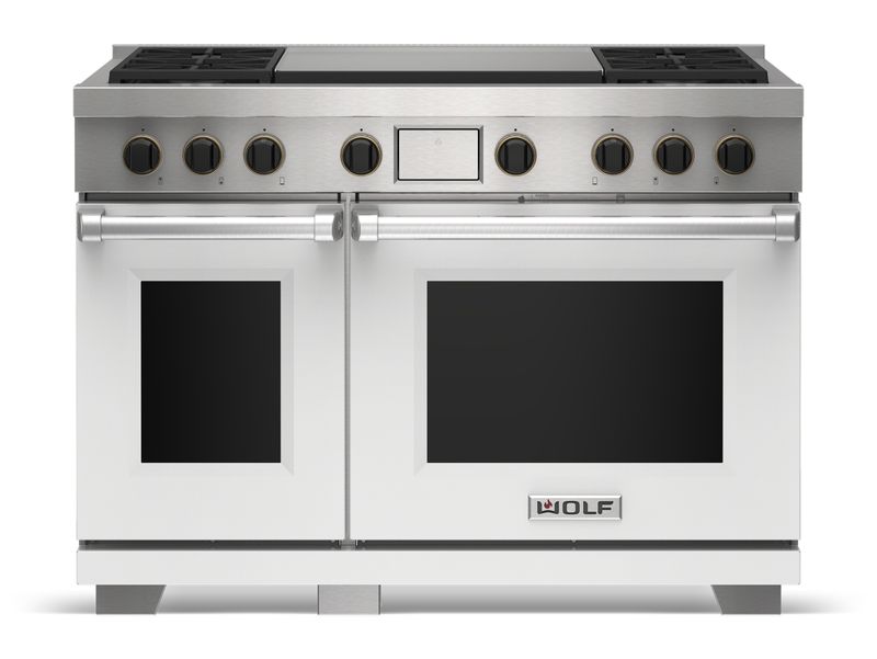 Wolf 48" Dual Fuel Range - 4 Burners and Infrared Dual Griddle, model DF48450DG/S/P — ranges specified and installed by iKitchen Cabinetry, view 6