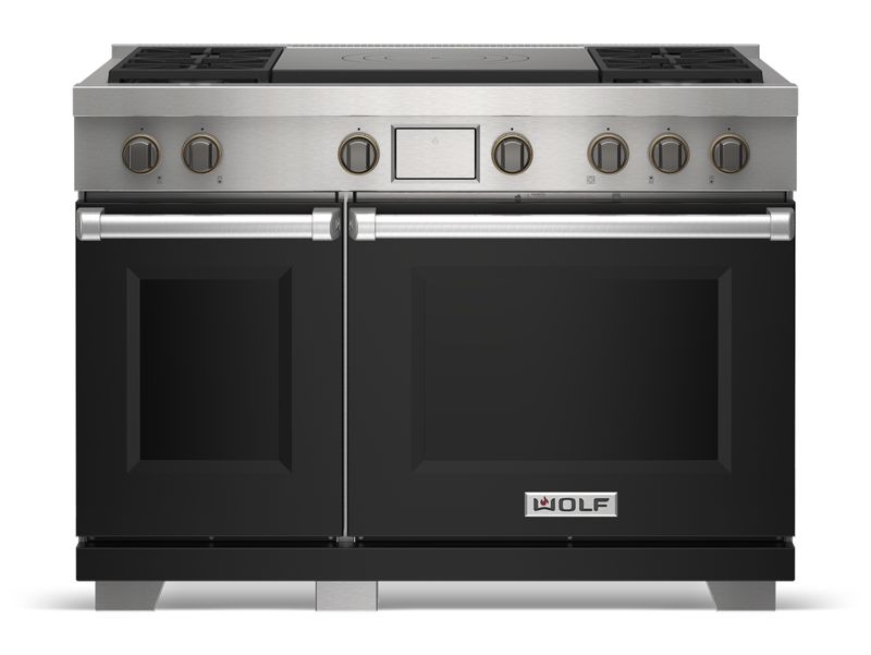 Wolf 48" Dual Fuel Range - 4 Burners and French Top, model DF48450F/S/P/LP — ranges specified and installed by iKitchen Cabinetry, view 2