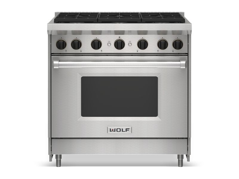 Wolf 36" Gas Range - 6 Burners, model GR366-LP — ranges specified and installed by iKitchen Cabinetry