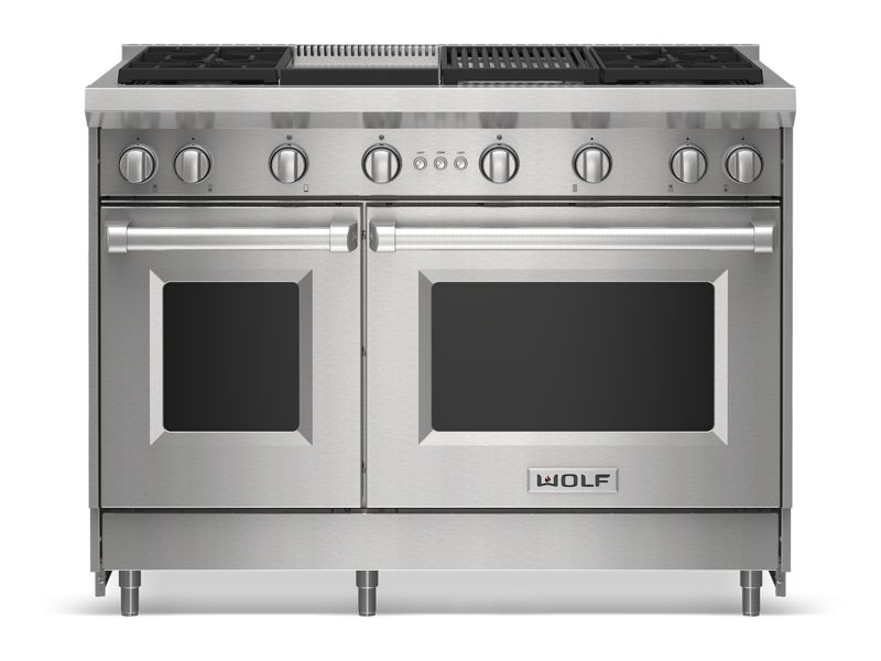 Wolf 48" Gas Range - 4 Burners, Infrared Charbroiler and Infrared Griddle, model GR484CG-LP — ranges specified and installed by iKitchen Cabinetry, view 4