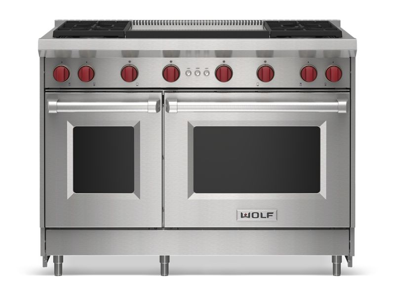 Wolf 48" Gas Range - 4 Burners and Infrared Dual Griddle, model GR484DG-LP — ranges specified and installed by iKitchen Cabinetry, view 4