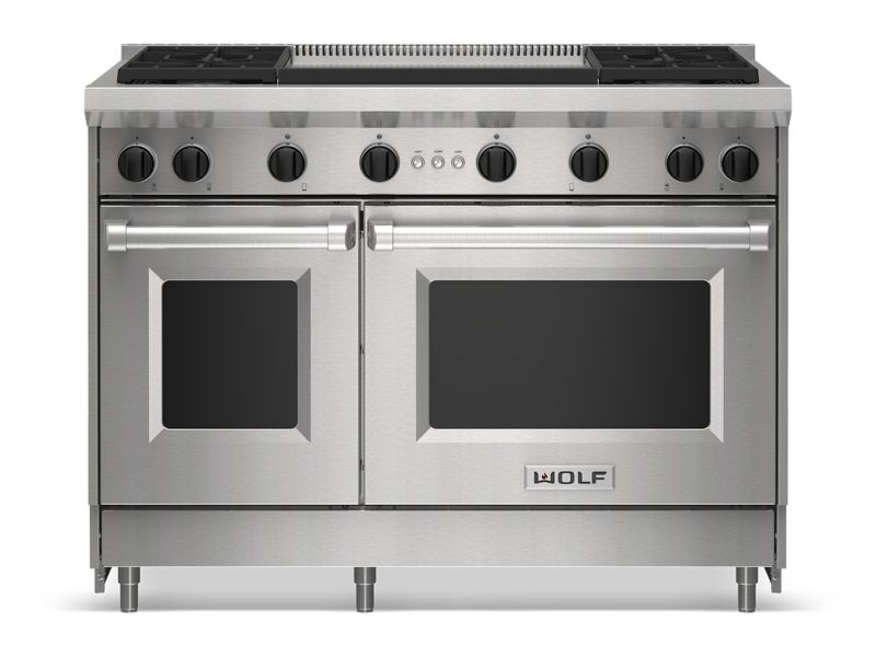 Wolf 48" Gas Range - 4 Burners and Infrared Dual Griddle, model GR484DG-LP — ranges specified and installed by iKitchen Cabinetry, view 5