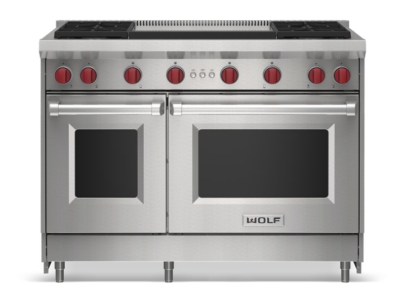 Wolf 48" Gas Range - 4 Burners and Infrared Dual Griddle, model GR484DG-LP — ranges specified and installed by iKitchen Cabinetry, view 6