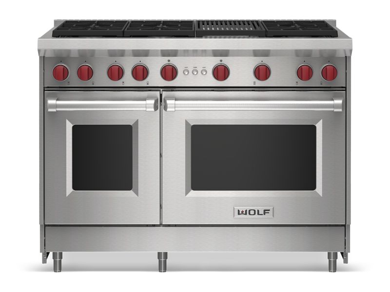 Wolf 48" Gas Range - 6 Burners and Infrared Charbroiler, model GR486C-LP — ranges specified and installed by iKitchen Cabinetry