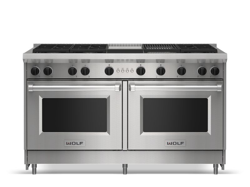 Wolf 60" Gas Range - 6 Burners, Infrared Charbroiler and Infrared Griddle, model GR606CG-LP — ranges specified and installed by iKitchen Cabinetry, view 6