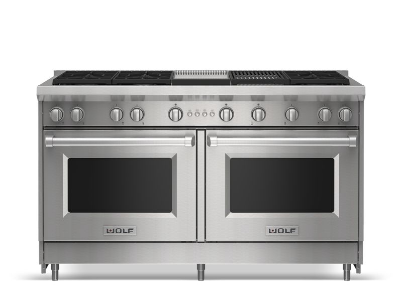 Wolf 60" Gas Range - 6 Burners, Infrared Charbroiler and Infrared Griddle, model GR606CG-LP — ranges specified and installed by iKitchen Cabinetry, view 3