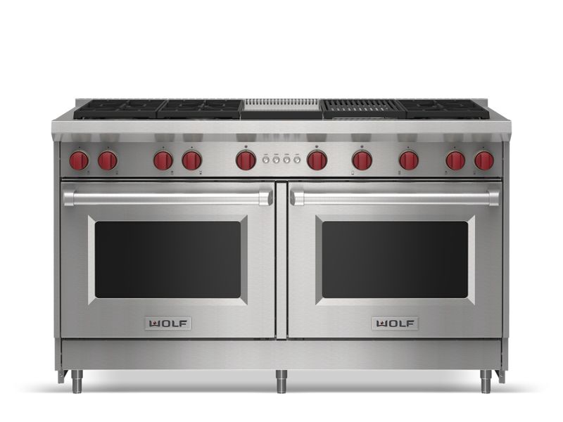 Wolf 60" Gas Range - 6 Burners, Infrared Charbroiler and Infrared Griddle, model GR606CG-LP — ranges specified and installed by iKitchen Cabinetry, view 4