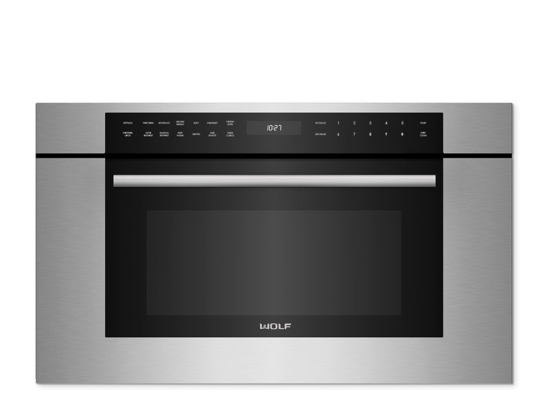 Wolf 30" M Series Transitional Drop-Down Door Microwave Oven - Legacy, model MDD30TM/S/TH — microwaves specified and installed by iKitchen Cabinetry