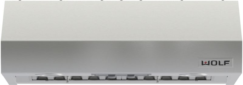 Wolf Low Profile Wall Hood, model PW2210 — ventilation specified and installed by iKitchen Cabinetry