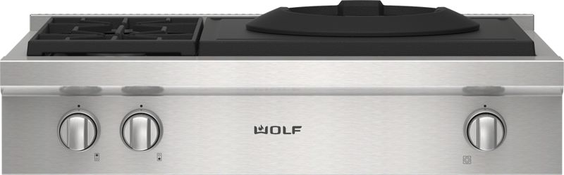 Wolf 36" Sealed Burner Rangetop - 2 Burners and Wok Burner, model SRT362W — ranges specified and installed by iKitchen Cabinetry, view 4