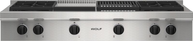 Wolf 48" Sealed Burner Rangetop - 4 Burners, Infrared Charbroiler and Infrared Griddle, model SRT484CG — ranges specified and installed by iKitchen Cabinetry, view 6