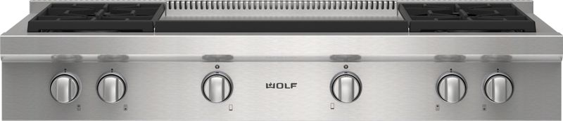 Wolf 48" Sealed Burner Rangetop - 4 Burners and Infrared Dual Griddle, model SRT484DG — ranges specified and installed by iKitchen Cabinetry, view 6