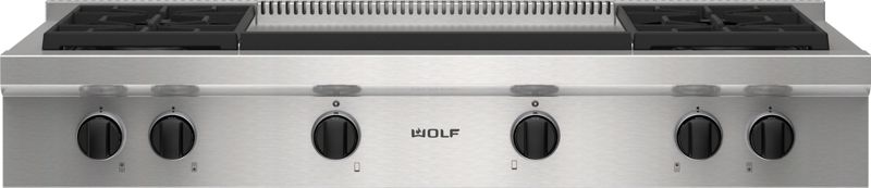 Wolf 48" Sealed Burner Rangetop - 4 Burners and Infrared Dual Griddle, model SRT484DG — ranges specified and installed by iKitchen Cabinetry