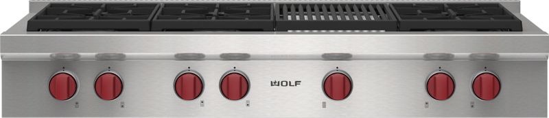 Wolf 48" Sealed Burner Rangetop - 6 Burners and Infrared Charbroiler, model SRT486C — ranges specified and installed by iKitchen Cabinetry, view 5
