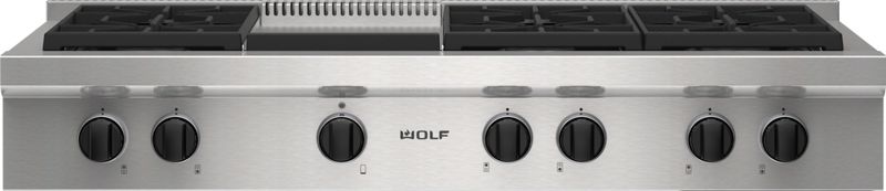 Wolf 48" Sealed Burner Rangetop - 6 Burners and Infrared Griddle, model SRT486G-LP — ranges specified and installed by iKitchen Cabinetry, view 3