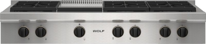 Wolf 48" Sealed Burner Rangetop - 6 Burners and Infrared Griddle, model SRT486G-LP — ranges specified and installed by iKitchen Cabinetry