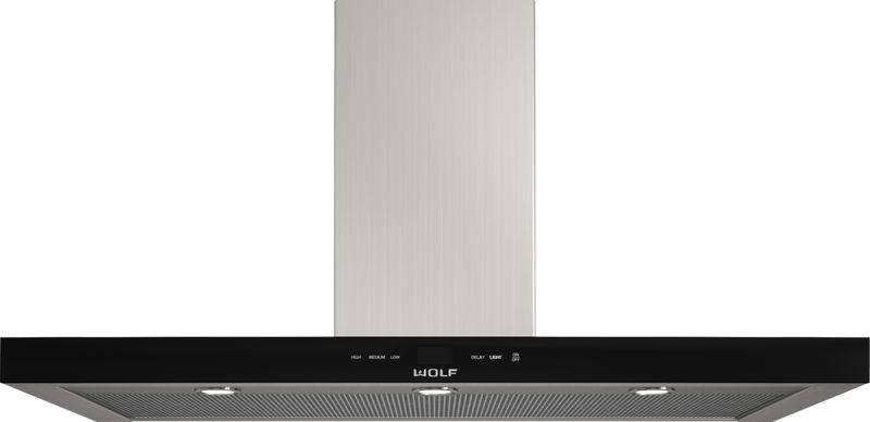 Wolf 45" Cooktop Wall Hood - Black, model VW45B — ventilation specified and installed by iKitchen Cabinetry