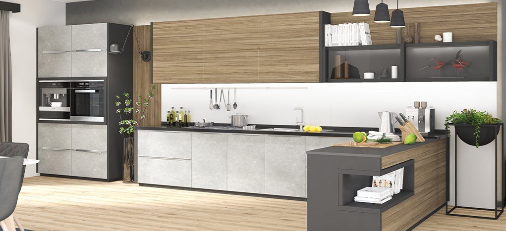AGT Matt Stone Gray 390 — decorative furniture panel for custom cabinetry, view 2