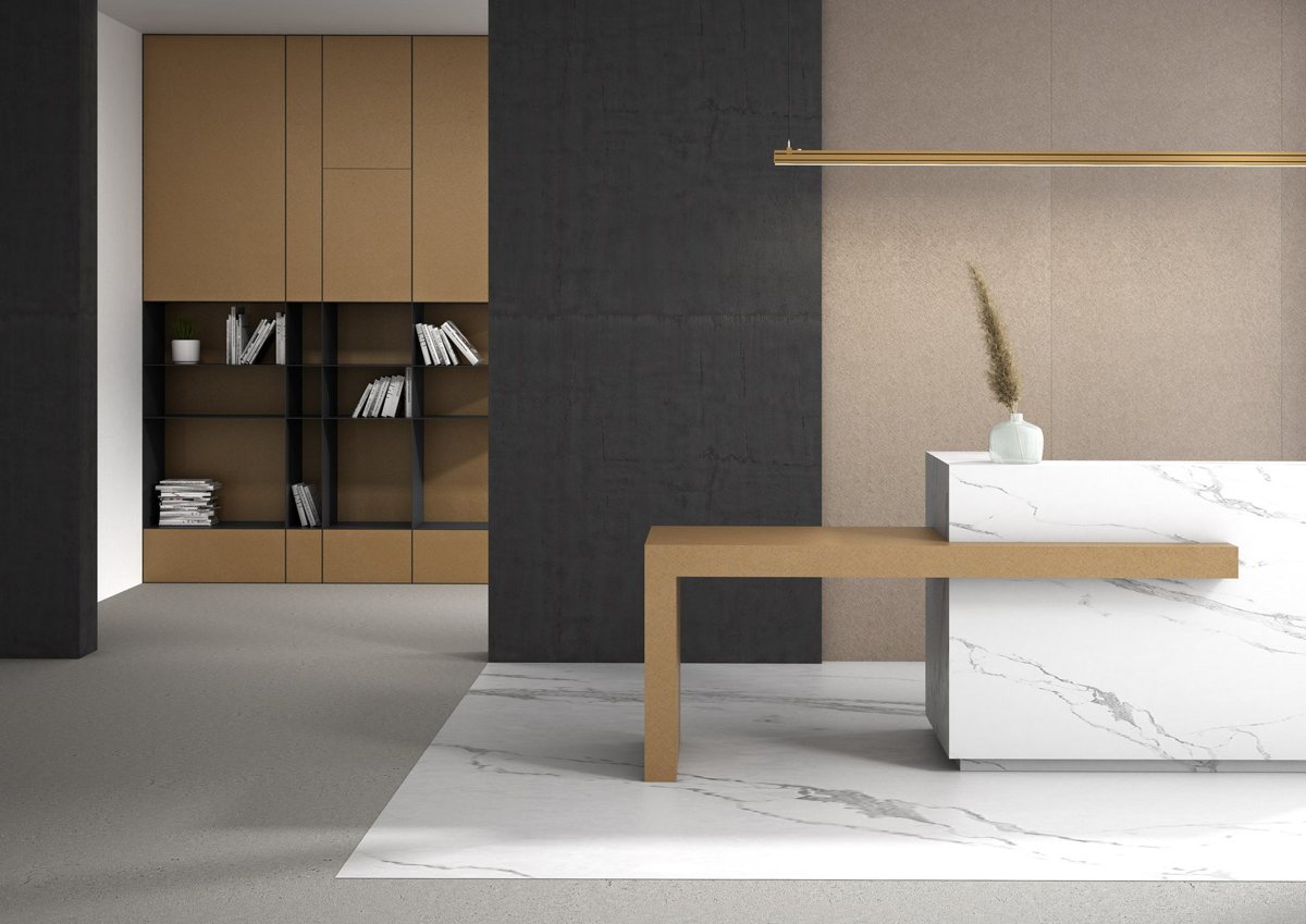 Copper and champagne ALVIC Cross Metal fronts in a contemporary interior