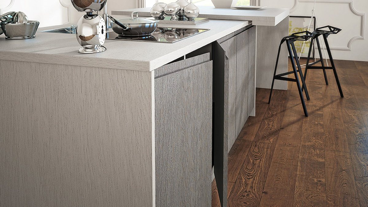 Two-tone oak kitchen in ALVIC Roble Muratti 01 and 04 with fingerpull fronts